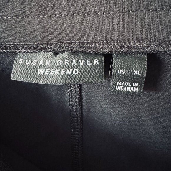 Susan Graver Weekend Size XL Pull On Pant Black Cotton Blend Stretch Comfort - Picture 3 of 16
